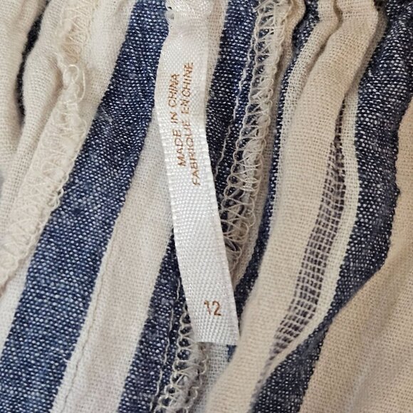 Free People Loose Change Maxi Skirt Size 12 Blue Striped Tie Dye Boho Linen - Picture 6 of 10